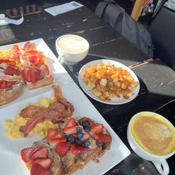 Old Town Caffe - French toast combo and Waffle combo Golden milk latte and Vanilla Chai Tea Latte - Coffee & Tea Near Me - Pasadena, California Old Town Caffe - French toast combo and Waffle combo Golden milk latte and Vanilla Chai Tea Latte - Coffee & Tea Near Me - Pasadena, California