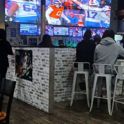 Bar area with huge TV