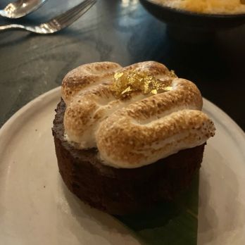 Modan - Lava cake with marshmallow topping and and gold flecks - Sushi Bars Near Me - Tysons, Virginia