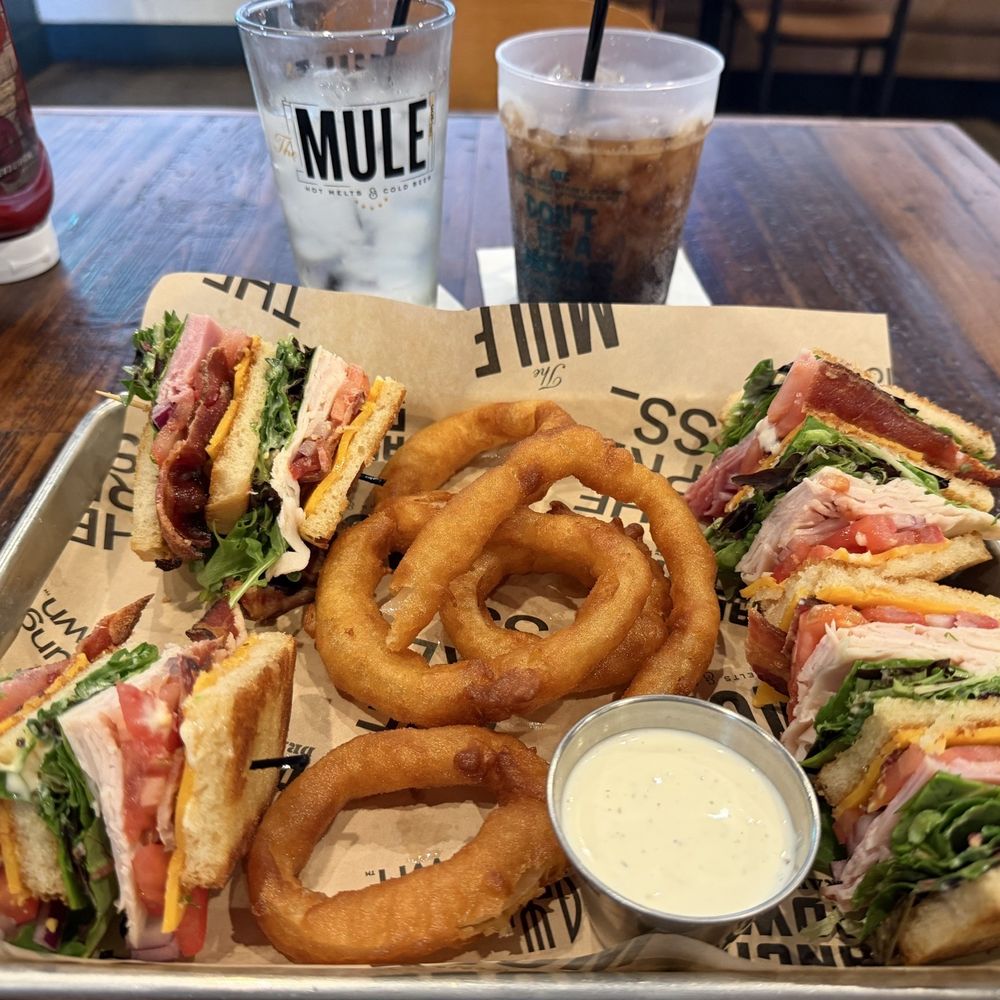 The Mule - Club sandwich with onion rings - Bars Near Me - Oklahoma City, Oklahoma The Mule - Club sandwich with onion rings - Bars Near Me - Oklahoma City, Oklahoma
