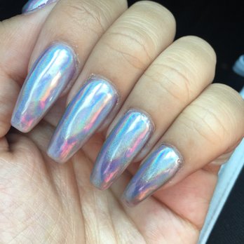 Yvonne's Nails - Holographic chrome pigment - what it looks like not under direct light - Nail Salons Near Me - Fremont, California