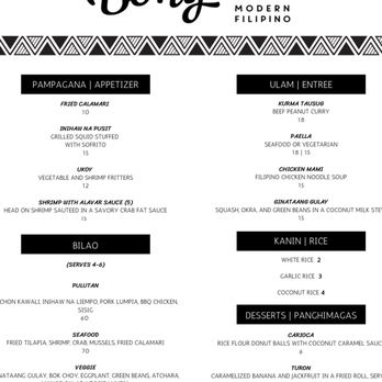Bonifacio - Menu - Filipino Near Me - Columbus, Ohio