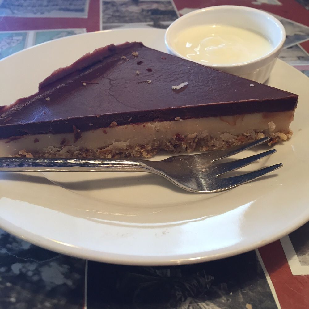 Ritual - Disappointing 'raw' choc caramel slice, overwhelming taste of coconut oil in top two layers. - Vegan Near Me - Blenheim, MBH