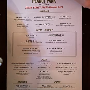 Peanut Park Trattoria - Their menu tailored for the Aug 2025 Festa - Italian Near Me - Chicago, Illinois Peanut Park Trattoria - Their menu tailored for the Aug 2025 Festa - Italian Near Me - Chicago, Illinois