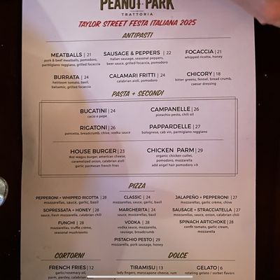 Menu photo 2 Peanut Park Trattoria Chicago, IL Menu photo 2 Peanut Park Trattoria Chicago, IL