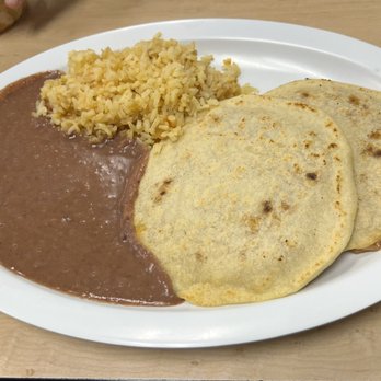 La Santaneca Pupuseria - 2. 2 Pupusas with Rice & Beans Lunch Special - Salvadoran Near Me - Modesto, California