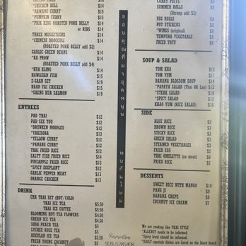 Chapter Two - Menu - Thai Near Me - Loma Linda, California