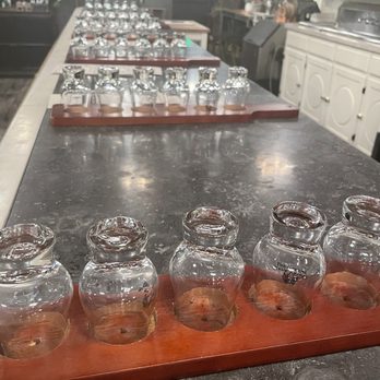 Napa Valley Distillery - Rows and rows of tasing glasses. - Distilleries Near Me - Napa, California