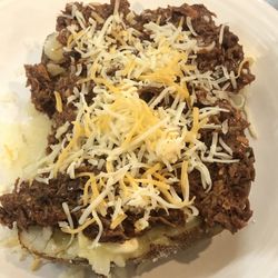 Smokey Mo's BBQ - Slap Yo Momma Good "Build Your Own" BBQ Chopped Baked Potato - Added Cheese .. Cheese from HEB