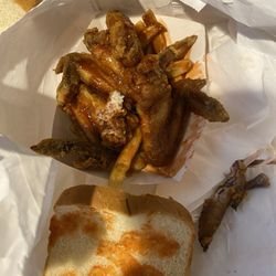 Joe's Bar-B-Q & Fish - This is the worst bbq I've ever had. The rib tips were just like table scraps, the links were old.