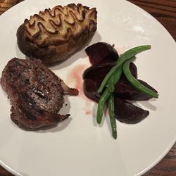 The Keg Steakhouse + Bar - Filet Mignon, Twice Baked Potato and green beans n beets