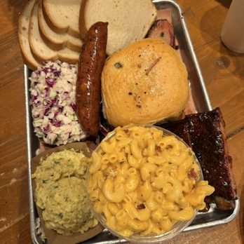 Pinkerton's Barbecue - Cheddar Sausage, ribs, and brisket sandwich. - Barbeque Near Me - San Antonio, Texas Pinkerton's Barbecue - Cheddar Sausage, ribs, and brisket sandwich. - Barbeque Near Me - San Antonio, Texas