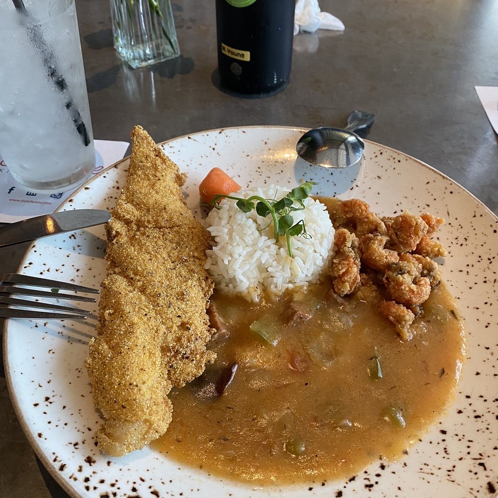 State Fare Kitchen & Bar - Crawfish Etouffee Plate - New American Near Me - Houston, Texas State Fare Kitchen & Bar - Crawfish Etouffee Plate - New American Near Me - Houston, Texas
