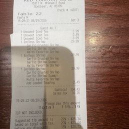 Receipt from today.