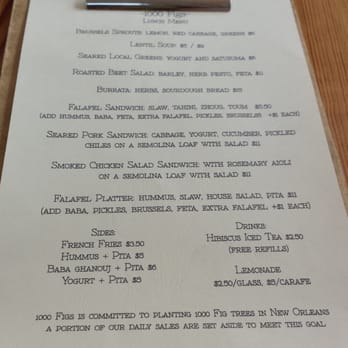 1000 Figs - Menu - Falafel Near Me - New Orleans, Louisiana 1000 Figs - Menu - Falafel Near Me - New Orleans, Louisiana