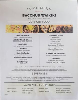 Menu photo 4 Bacchus Waikiki Honolulu, HI