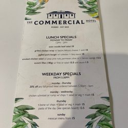 The Commercial Hotel - Menu