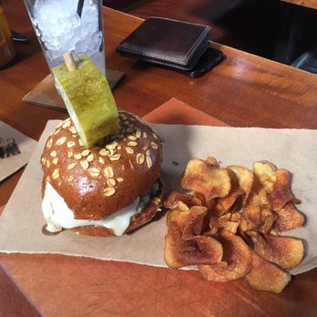 Whiskey Cake - Turkey burger and chips - New American Near Me - Plano, Texas Whiskey Cake - Turkey burger and chips - New American Near Me - Plano, Texas