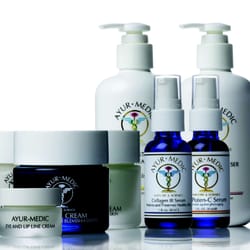 Featuring Ayur Medic skin care line.