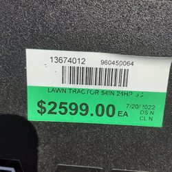 Atwoods Ranch & Home - Price Tag on mower