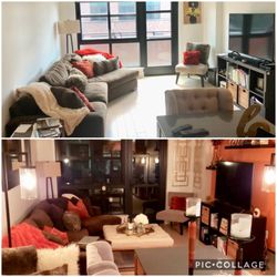 Serenity Interiors by Trenell - Apartment living room redecorating project. Before and After