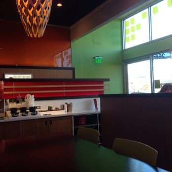 Veggie Grill by Next Level - View from long communal table near register. - Vegan Near Me - Seattle, Washington Veggie Grill by Next Level - View from long communal table near register. - Vegan Near Me - Seattle, Washington