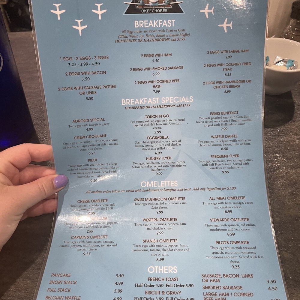 The Landing Strip Café - Breakfast menu - New American Near Me - Okeechobee, Florida The Landing Strip Café - Breakfast menu - New American Near Me - Okeechobee, Florida