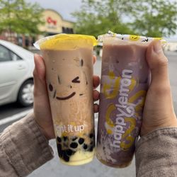 Happy Lemon - A6. Milk Tea with Taro Ball (L) A5. Milk Tea with Boba & Puff Cream (L)