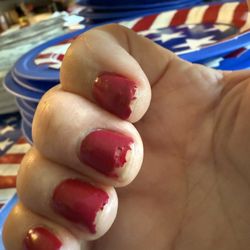 US Nails - Gel manicure usually lasts for a week or two.  This photo was taken after just two days!