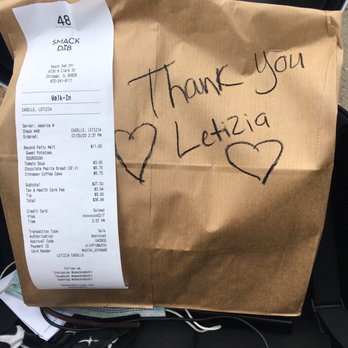 Smack Dab - She also wrote this on my bag. Very cool! - Breakfast & Brunch Near Me - Chicago, Illinois