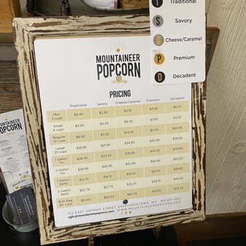 Mountaineer Popcorn - Pricing - Popcorn Shops Near Me - Shepherdstown, West Virginia