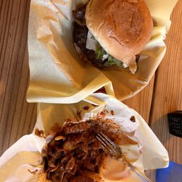 Jalapeno Cheeseburger with bacon... and frito pie... with there in-house queso...
