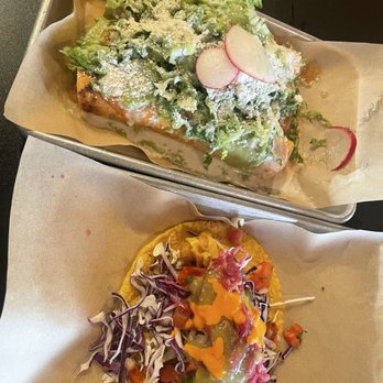 Earth Plant Based Cuisine - Flautas de Papa* ** and Crazy "Shrimp"* ** taco - Vegan Near Me - Phoenix, Arizona Earth Plant Based Cuisine - Flautas de Papa* ** and Crazy "Shrimp"* ** taco - Vegan Near Me - Phoenix, Arizona