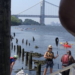 Inwood Canoe Club - Boarding dock with 1st wave of kayakers coming back in the distance.
