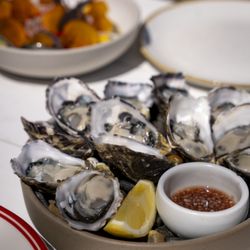 True South - Fresh Australian oysters served with mignonette, lemon and Tabasco at True South, Black Rock. Available every Friday.