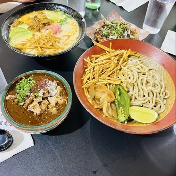 Ramen Del Barrio - Top: cochinita tonkatsu; bottom: mole dipping noodles - both incredible - Ramen Near Me - Austin, Texas