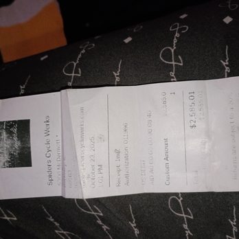 Spider’s Cycle Werks - Reciept for zipper kit - Motorcycle Repair Near Me - Berkeley, Illinois Spider’s Cycle Werks - Reciept for zipper kit - Motorcycle Repair Near Me - Berkeley, Illinois