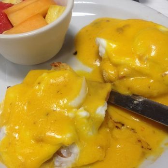 Carolyn's Cafe - Sour, neon yellow Eggs Benedict. Yuck. - Breakfast & Brunch Near Me - Redlands, California