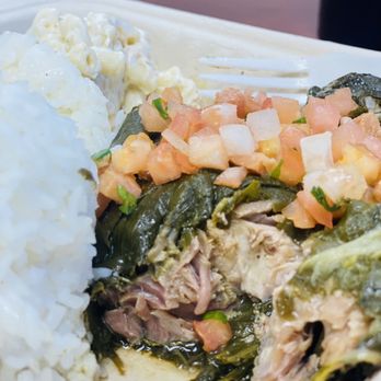 Faithful Grinds - Lau-Lau plate with lomi salmon - Hawaiian Near Me - Kahului, Hawaii Faithful Grinds - Lau-Lau plate with lomi salmon - Hawaiian Near Me - Kahului, Hawaii