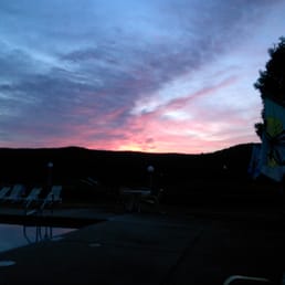 Sunrise from the pool area looking across the mountains. Sunrise from the pool area looking across the mountains.