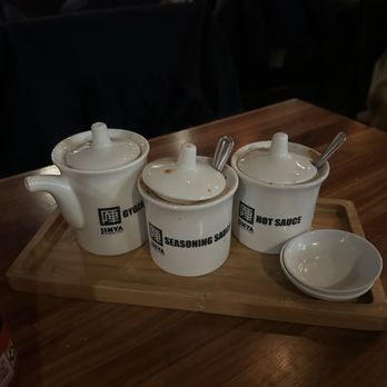 JINYA Ramen Bar - Alpharetta - The hot sauce, seasoned sauce & soy sauce - Ramen Near Me - Alpharetta, Georgia