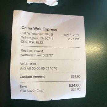 China Wok Express - Price for 3 adults with drinks - Chinese Near Me - Wilmington, California
