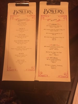 Menu photo 1 The Bowery Bar Cruz Bay, VI Menu photo 1 The Bowery Bar Cruz Bay, VI