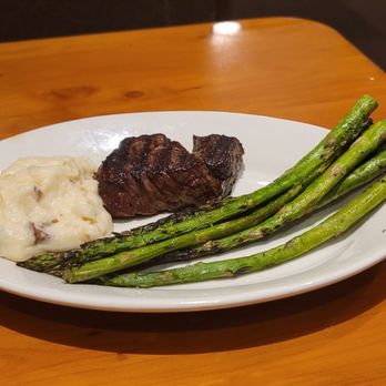 Black Angus Steakhouse - 6 oz Filet with asparagus and red skinned mashed potatoes. - Steakhouses Near Me - Burbank, California Black Angus Steakhouse - 6 oz Filet with asparagus and red skinned mashed potatoes. - Steakhouses Near Me - Burbank, California