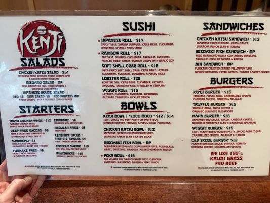 Menu photo 1 Kenji Burger Lihue, HI Menu photo 1 Kenji Burger Lihue, HI