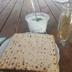 Lake & Co. Catering - Salmon dip serve with matzo