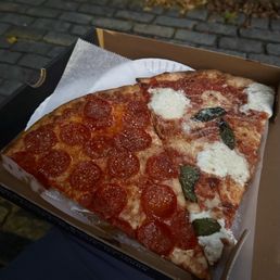 Pepperoni (left), Burrata Basil (right)
