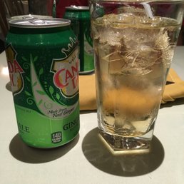 Don't expect free refills.  At $2.00 you receive this: glass of ice and a single can of your chosen soft drink