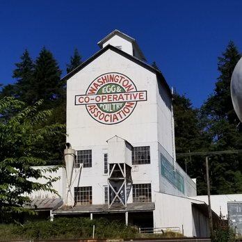 World's Largest Egg - A poultry building seen from The Egg park. - Local Flavor Near Me - Winlock, Washington