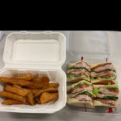 Deli-ish - Fries (friend stole some) and a turkey club